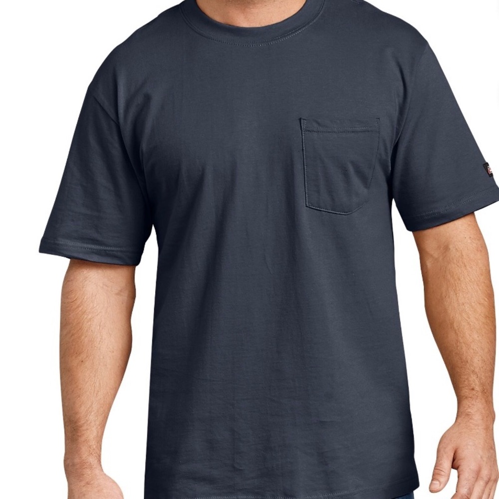 Mens Dickies Work T-Shirt Short Sleeves Breast Pocket 3XL Blue Longer Length New